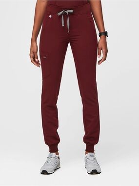 Figs Zamora Jogger Scrub Pants Women's XS Burgundy Drawstring Style 1000208